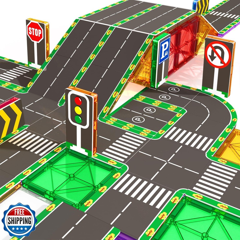 Feoxialy 64PCS Magnetic Building Blocks for Kids Ages 3-8 - STEM Learning Tiles