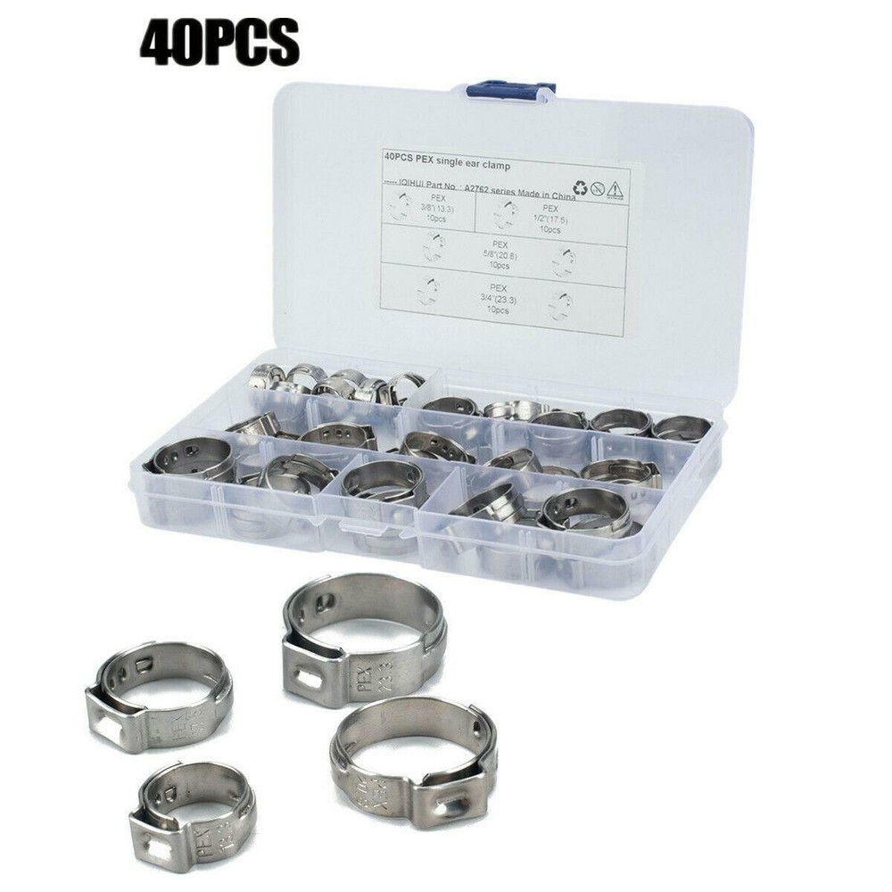 3/8in 1/2in 5/8in 3/4in Single Ear Clamps PEX Clips For Car Water Fuel Air Hose