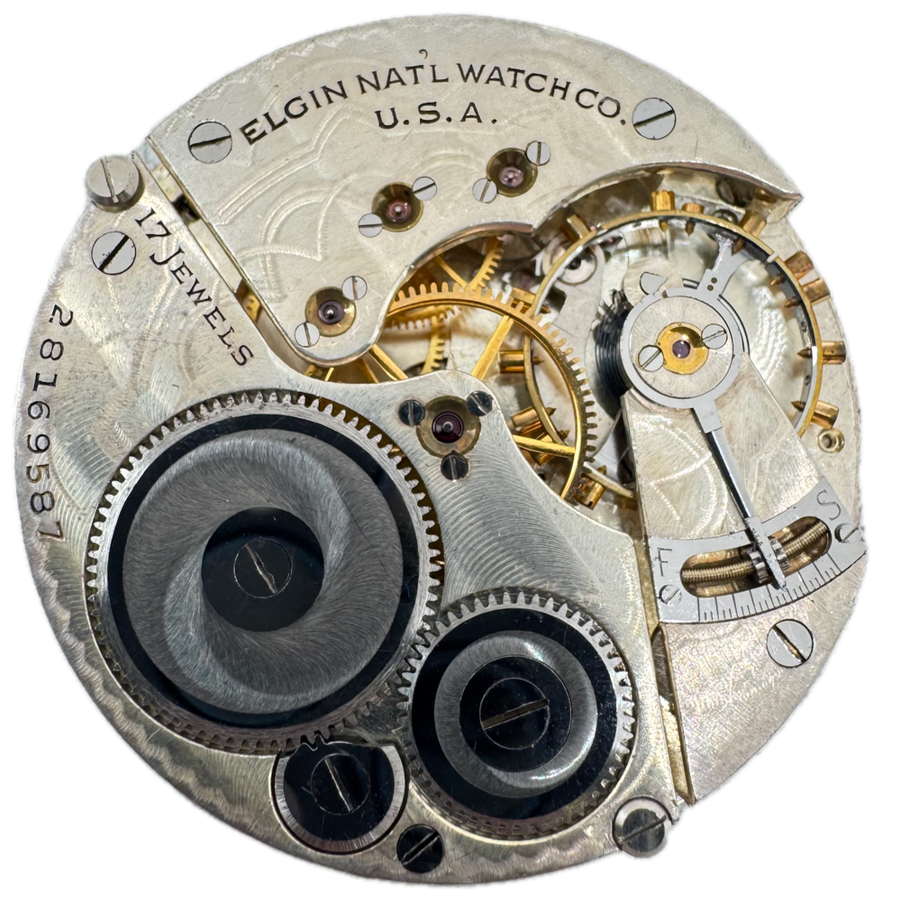 Antique 1914 Elgin 7 Jewel 16s Mechanical Pocket Watch Movement 293 USA