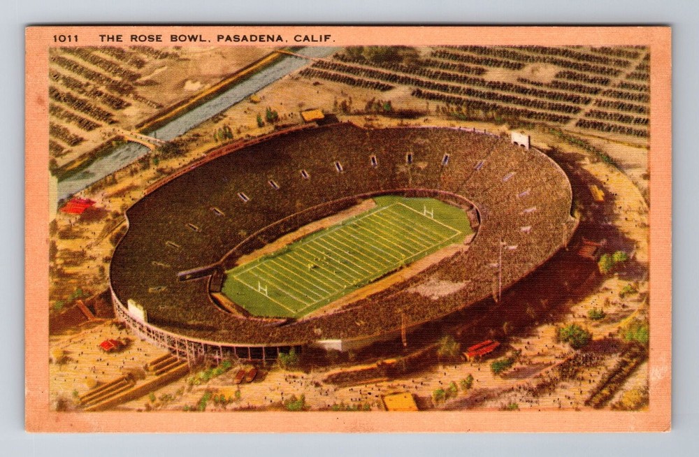 Vintage Aerial Postcard of Pasadena CA Rose Bowl Antique Souvenir