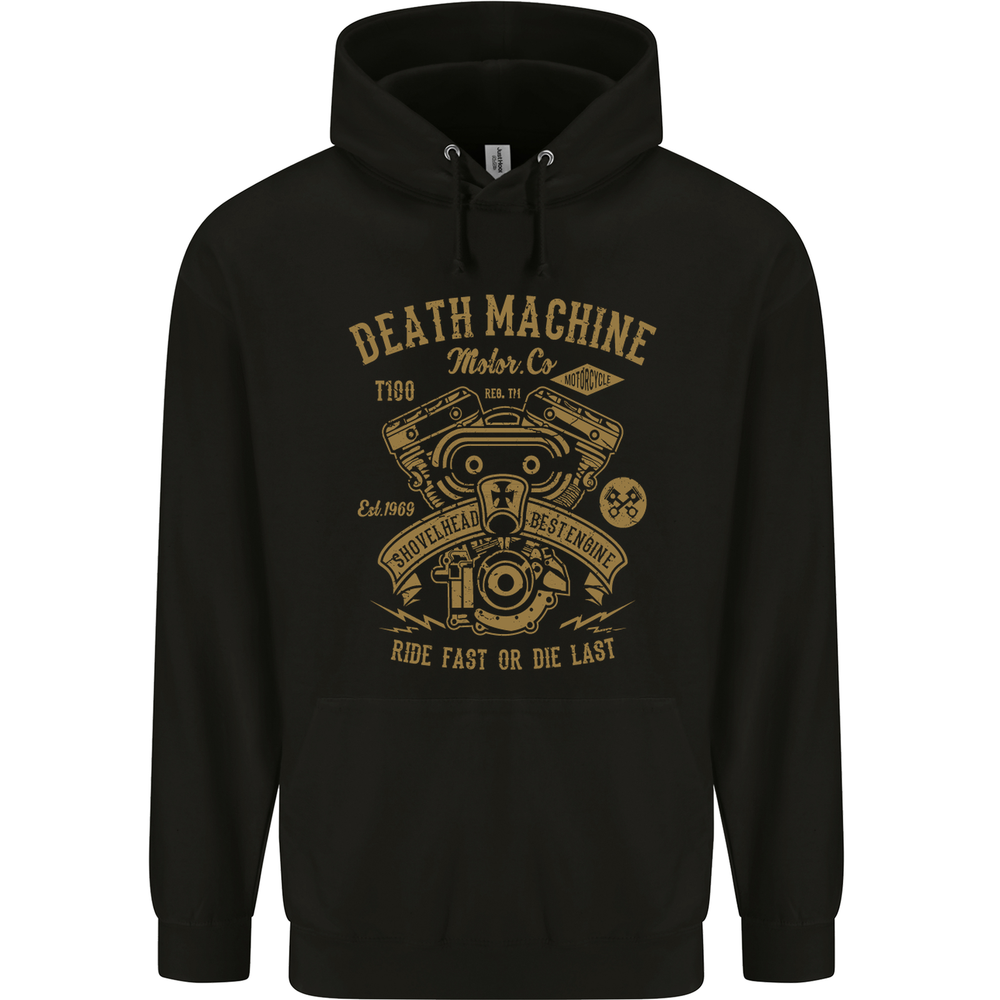 Death Machine Motorcycle Motorbike Biker Mens 80% Cotton Hoodie