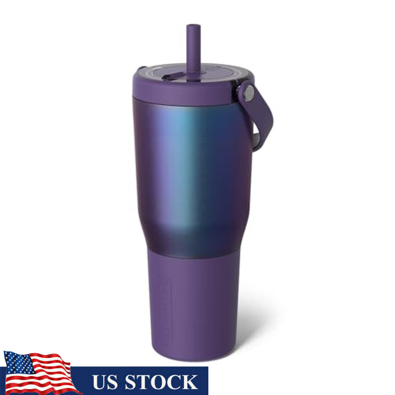 35oz Leakproof Insulated Tumbler with Soft Straw & Silicone Sleeve for Travel