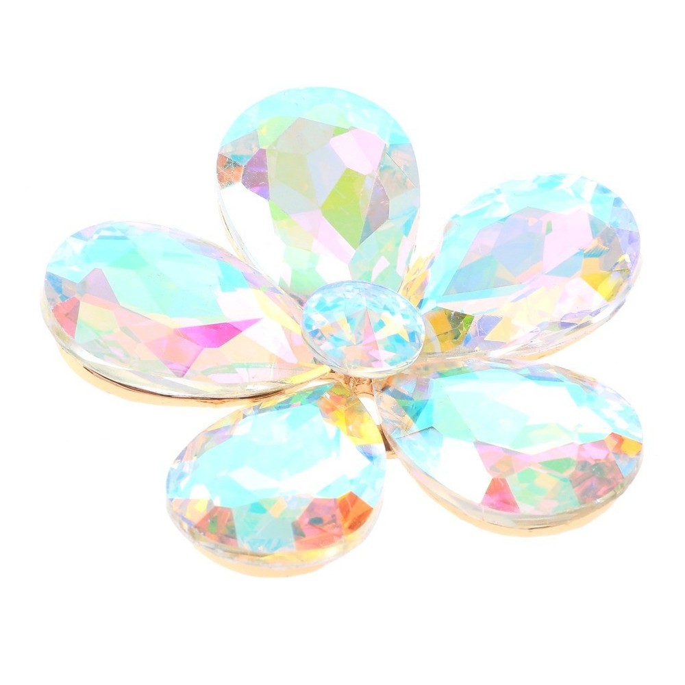 Gold Tone Metal Flower Style Austrian Crystal Brooch P1148-GAB