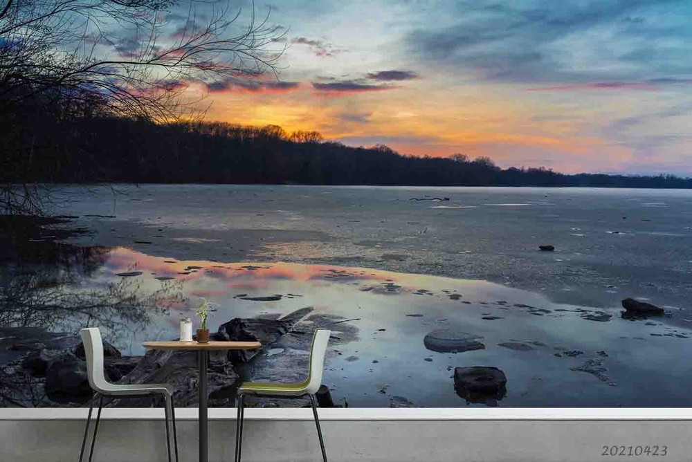 3D Sky Forest Sunset Landscape Wall Murals Wallpaper Murals Wall Sticker