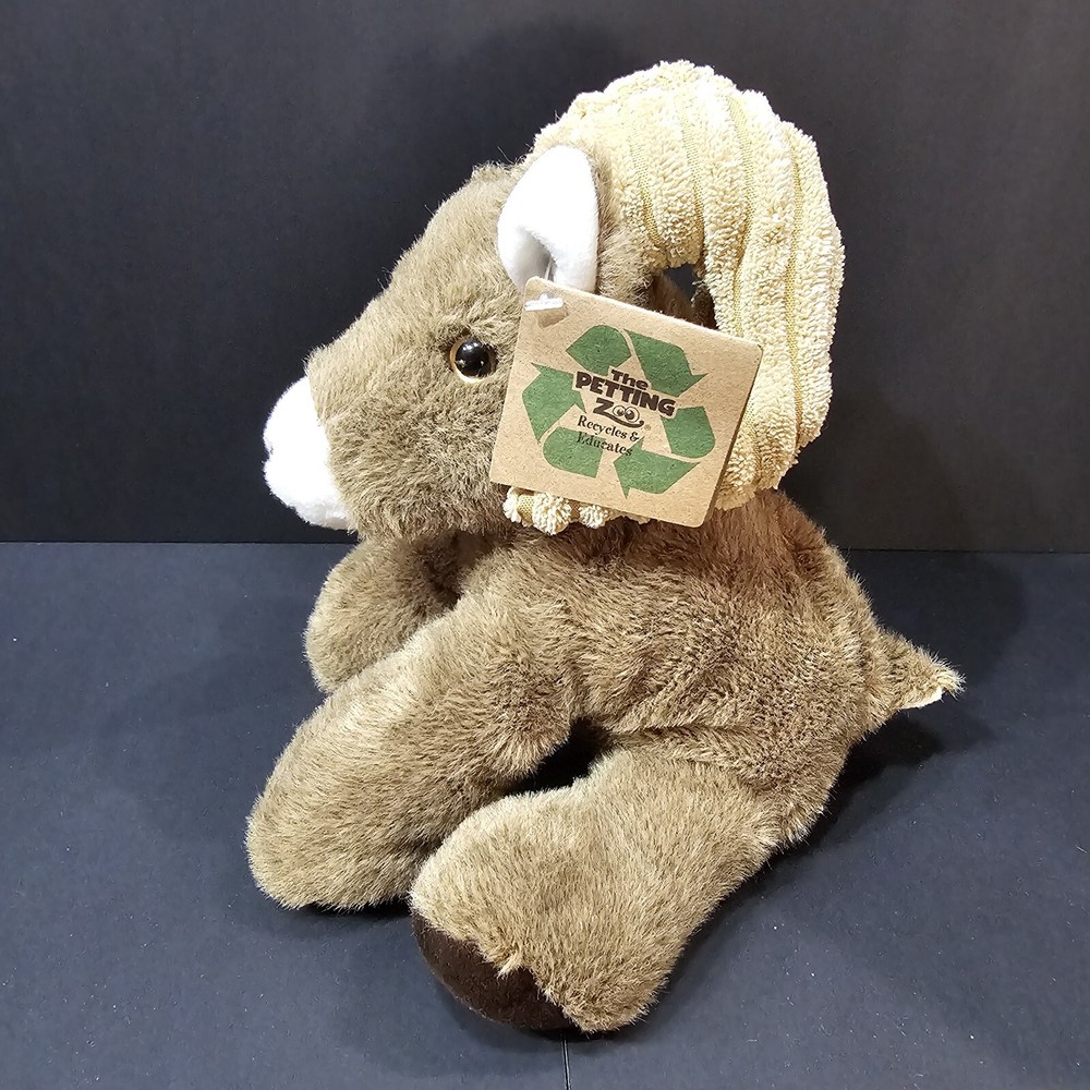 The Petting Zoo Big Horn Sheep Brown Wildlife Floppy Plush Stuffed Animal NWT
