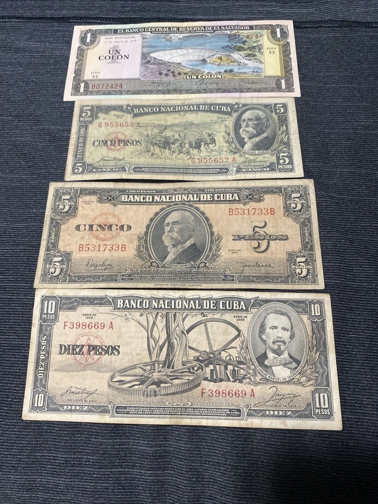 Mixed Lot Of 4 World Paper Money El Salvador 1978