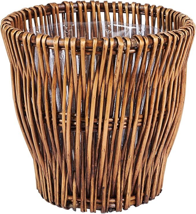 Household Essentials Small Reed Willow Waste Basket, Handwoven Basket