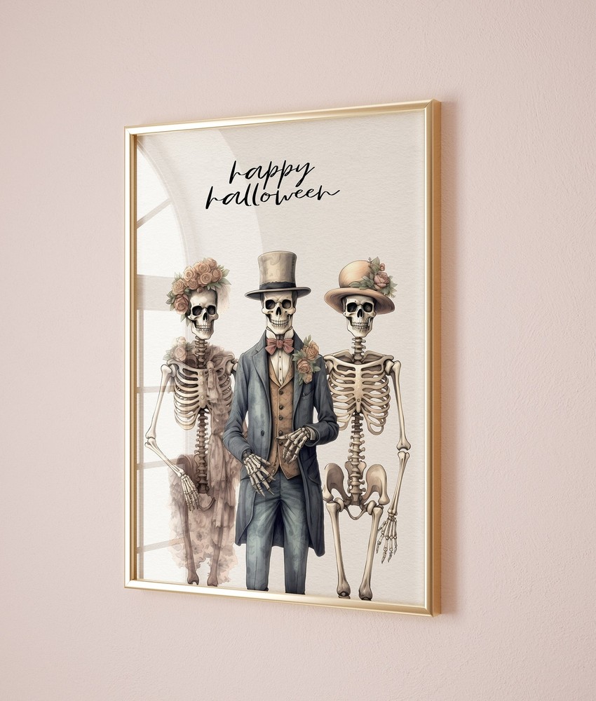 Funny Skeleton Print Cute Halloween Kids Party Wall Art Funny Halloween Dorm