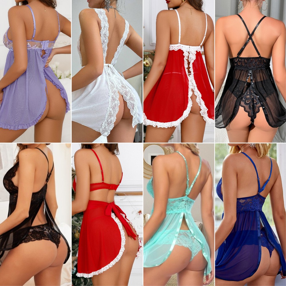 Sexy Open Back Lace Bodysuit Women’s Mini Babydoll Nightwear Gift
