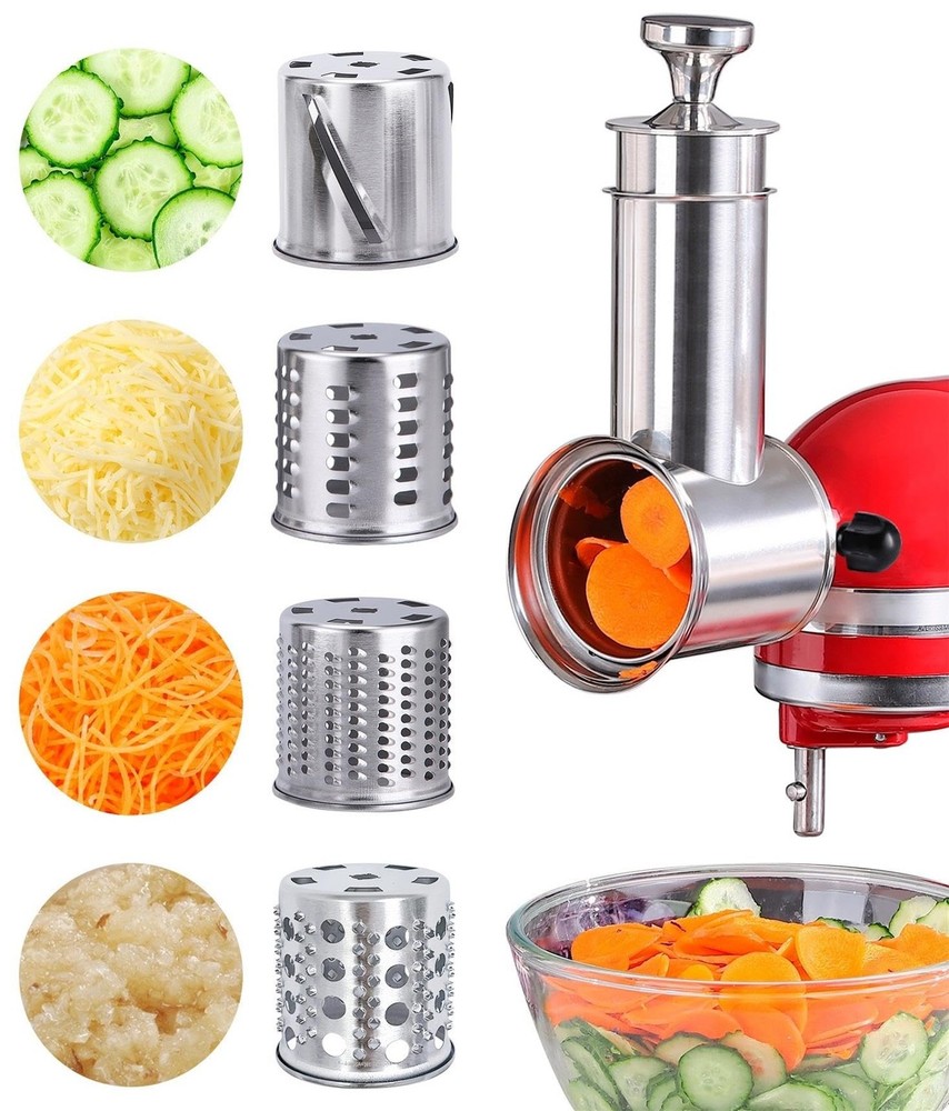 KitchenAid Mixer Stainless Steel Slicer Shredder Attachment for Large Salads and Veggies  