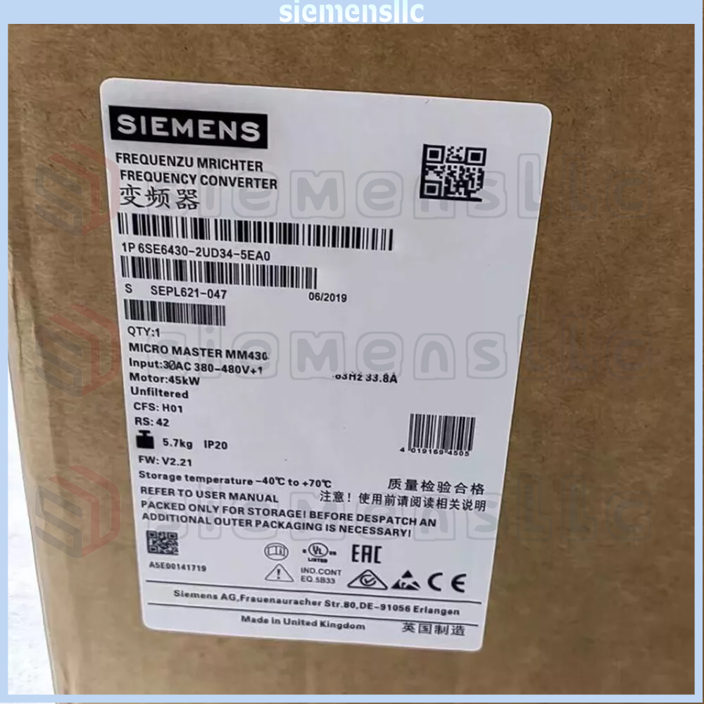 6SE6430-2UD34-5EA0 Siemens MICROMASTER 430 Nofilter Expedited Shipping New GQ