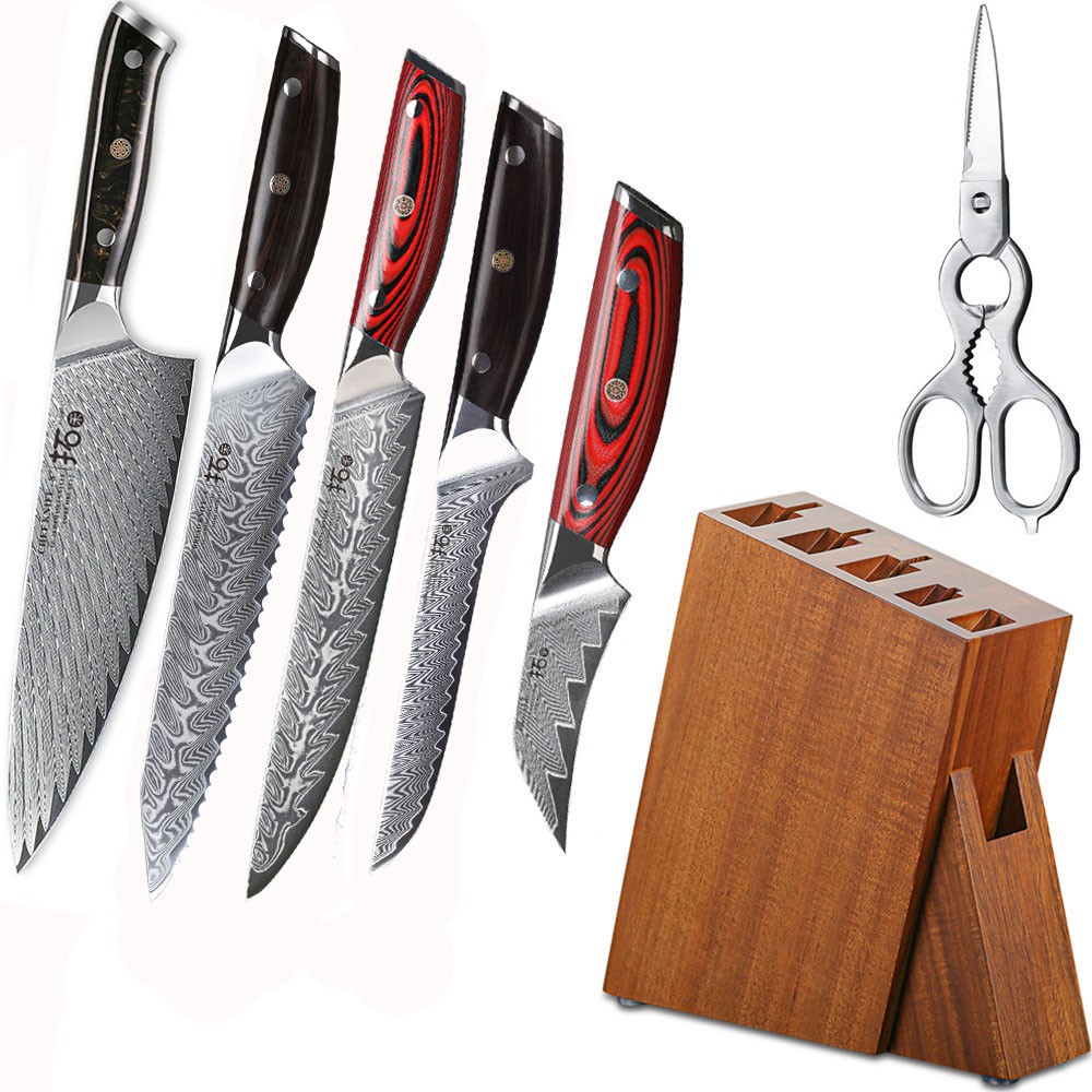 7x TURWHO Kitchen Knife Set Japanese VG10 Damascus Steel Chef Cook Slicing Knife