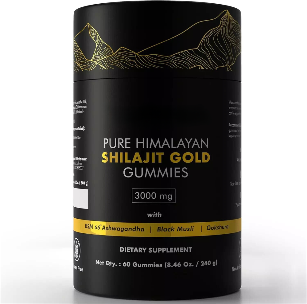 Energy Support  Pure Himalayan Shilajit Gummies Ashwagandha Chaga Mushroom