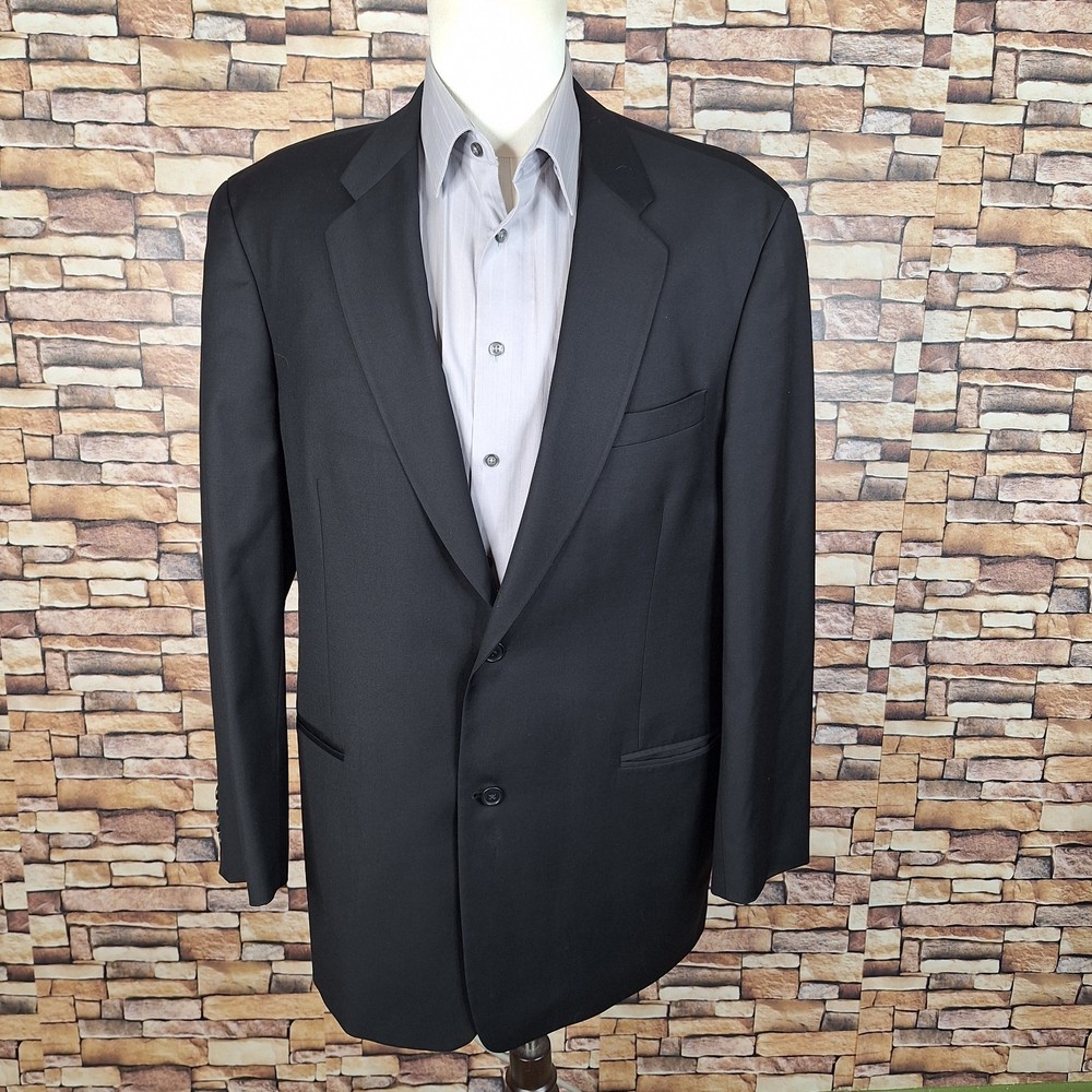 DKNY Mens Black Italian Wool Blazer Jacket 42R Ventless Design