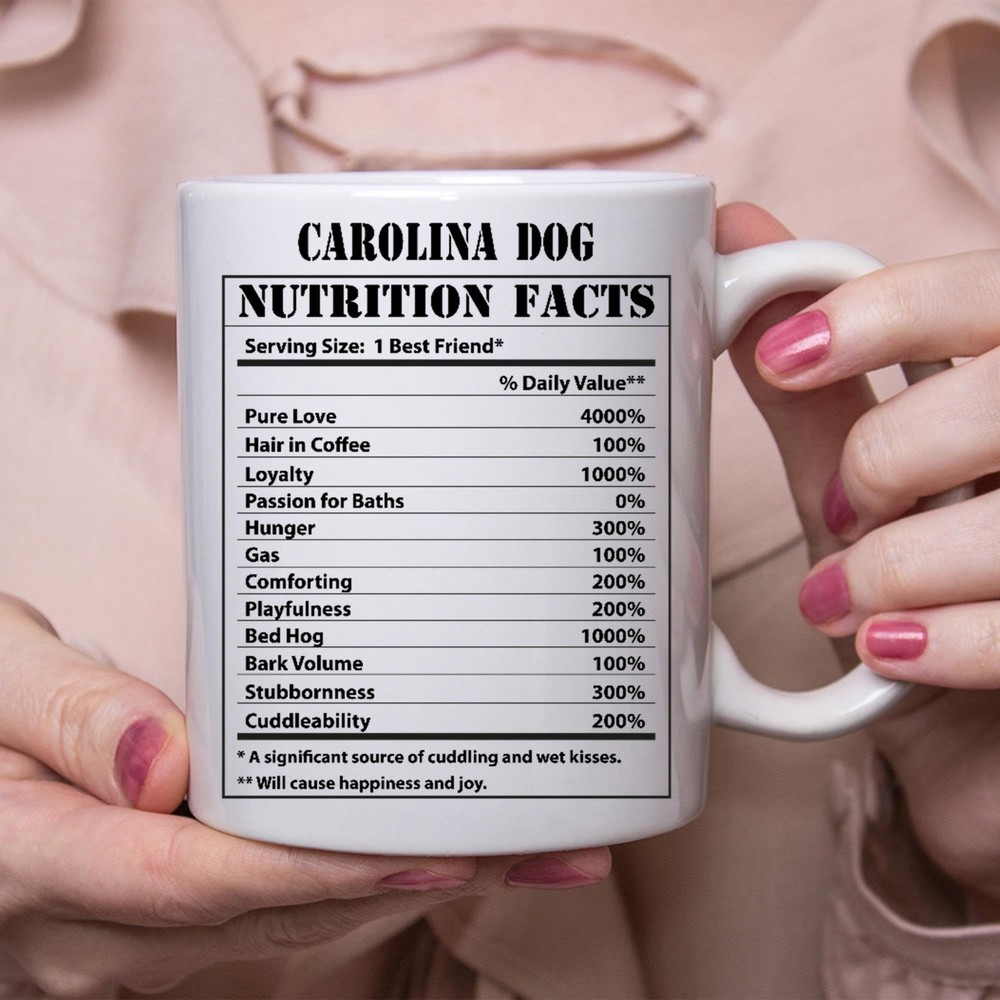 Carolina Dog Lover Gift Nutrition Facts Humor White Coffee Mug