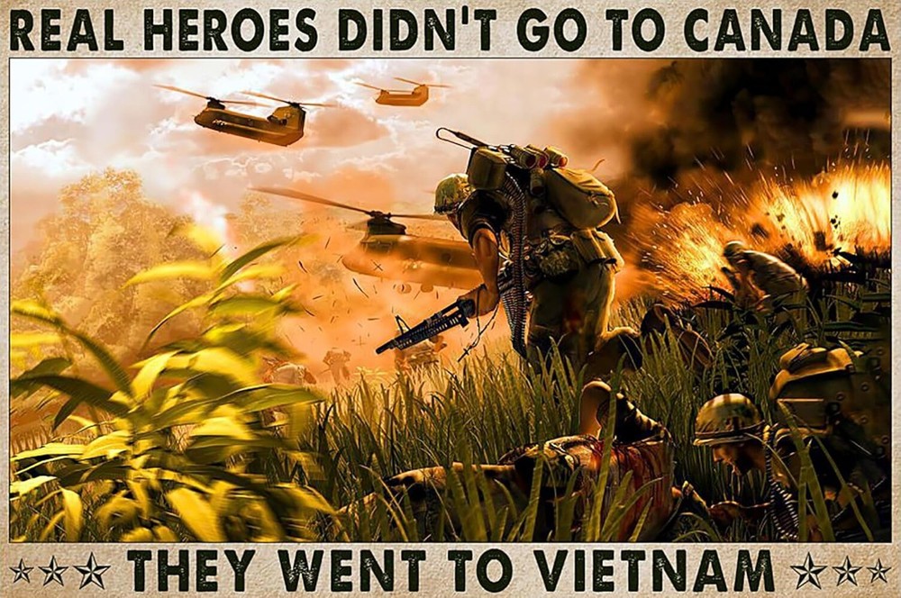 Real Heroes Didn’t Go To Canada They Went To Vietnam Vintage Metal Aluminum Tin