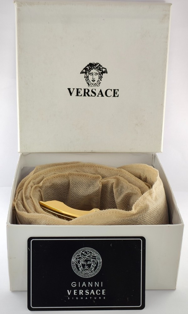 Versace Men Medusa Logo Buckle Brown Color Leather Belt With Box 