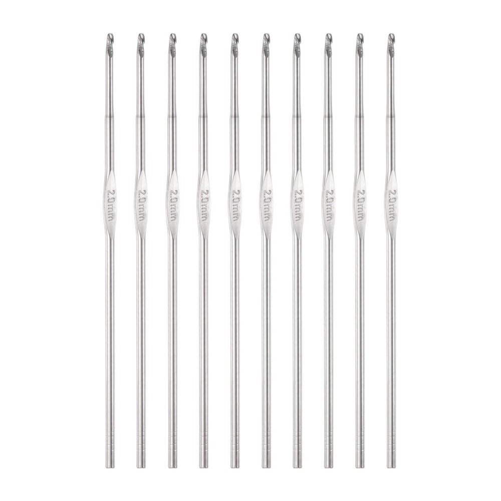 10Pack 2mm Stainless Steel Crochet Hooks US Size 4 Knitting Needles