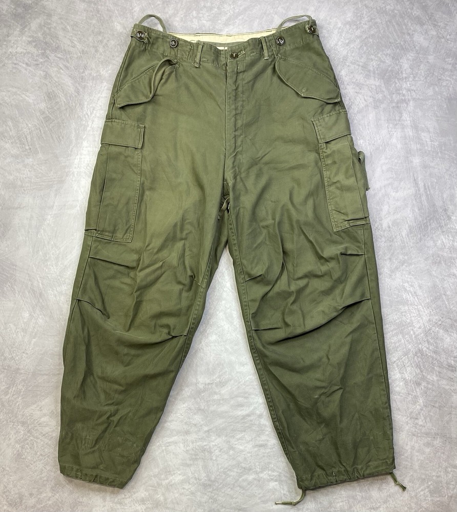 Vintage 50s US Army Military M-1951 Field Trousers Cargo Pants Size Medium 34x29