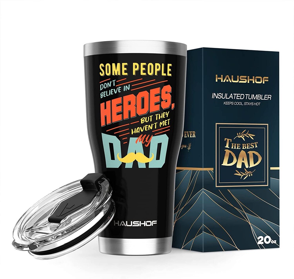 HAUSHOF Fathers Day Gift 20oz Tumbler Stainless Steel Tumbler Dark BPA-free NEW-image