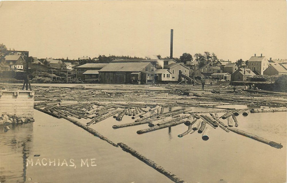 c1925 Machias Maine Lumber sawmill occupation Postcard RPPC 25-684