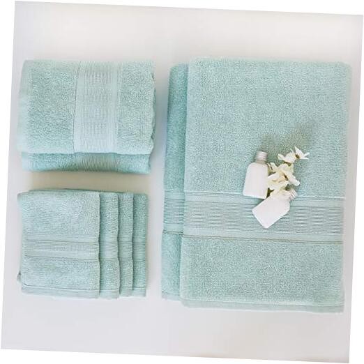 8-Piece Premium Turkish Cotton Towel Set with 2 Bath Glacier Towels