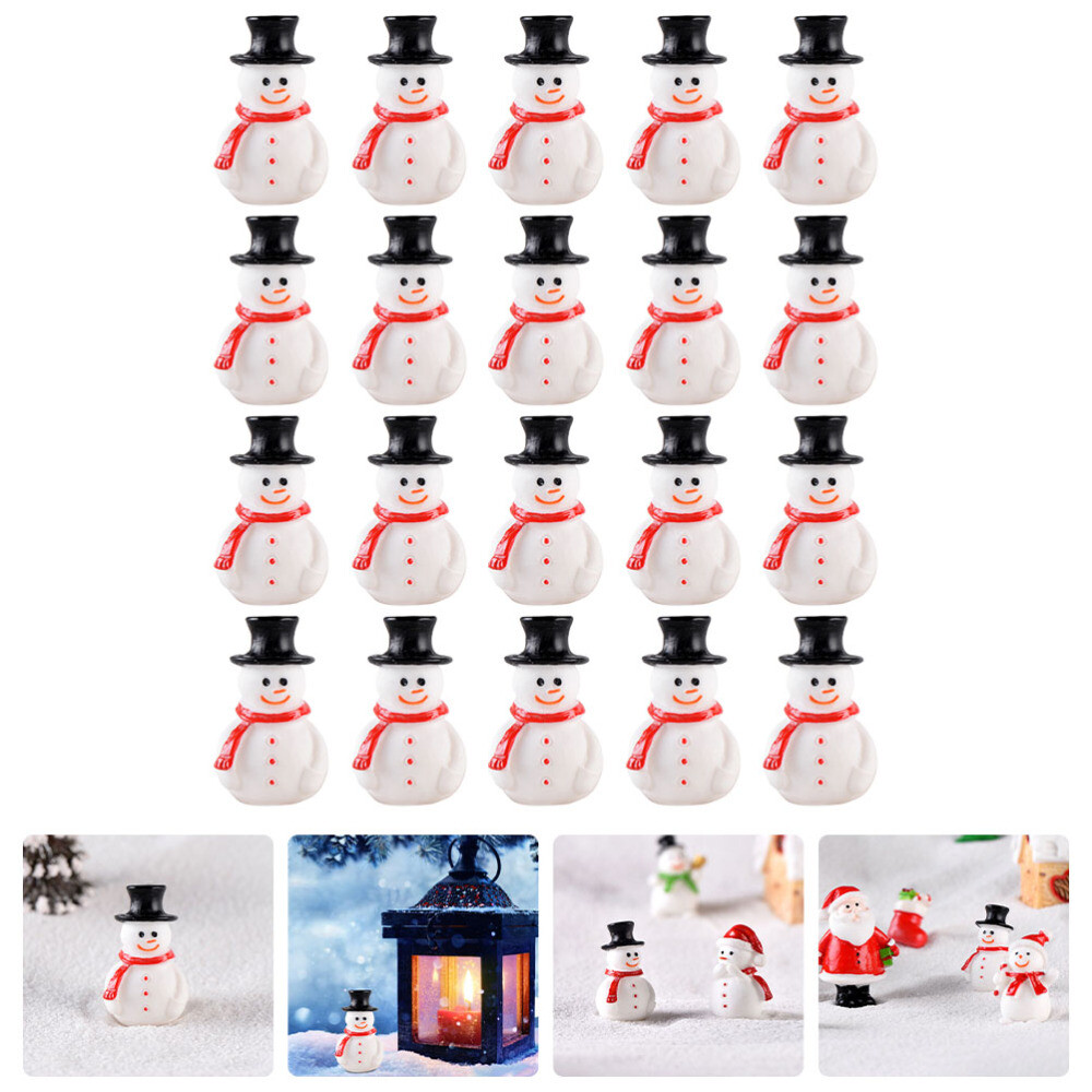 20 Pcs Fake Snow Mini Snowman Ornaments Christmas Miniature Figures Child