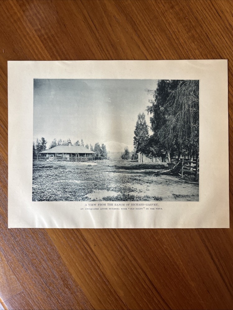 1889 Photographic Print Of Adobe Ranch House In California - Rare L.A. History