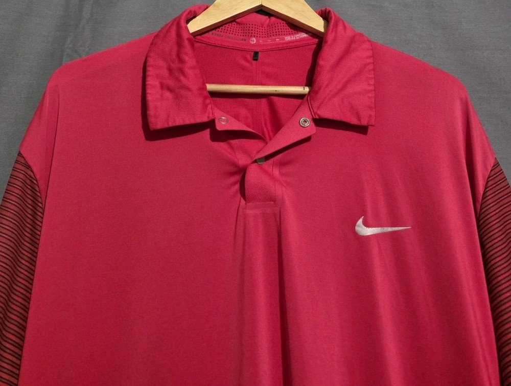 Nike Shirt Mens XL Tiger Woods Dri-Fit ADV Stretch Performance Golf Polo Red