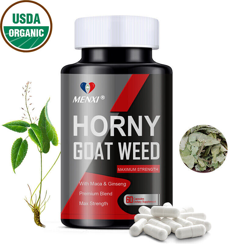 MENXI Pure Horny Goat Weed Supplement 1000mg - 60pcs Natural Energy & Vitality