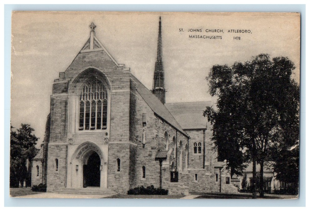 c1910 St. John's Church, Attleboro Massachusetts MA Unposted Postcard