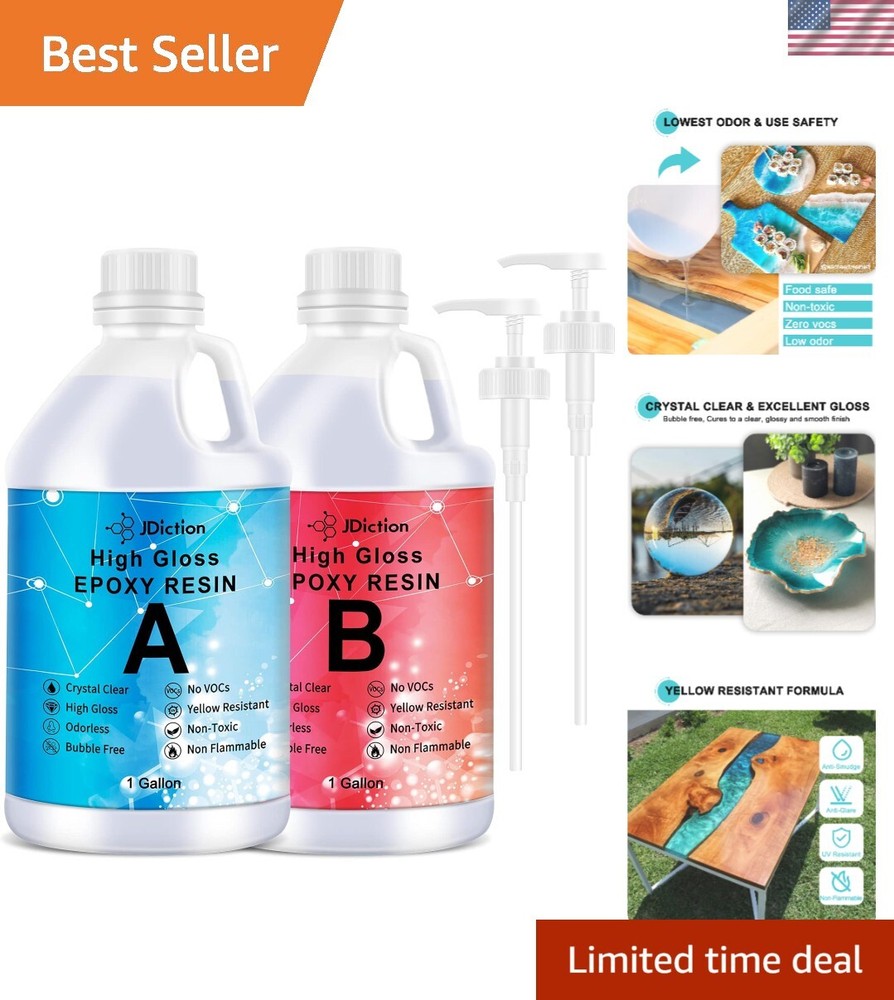 2 Gallon Crystal Clear High Gloss Self-Leveling Epoxy Resin Kit