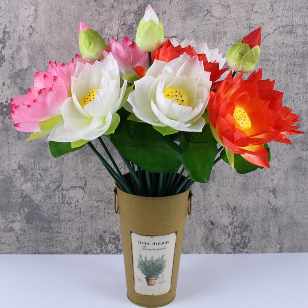 Simulation Artificial Flower Lotus Stalks For Wedding Party Garden Decoration