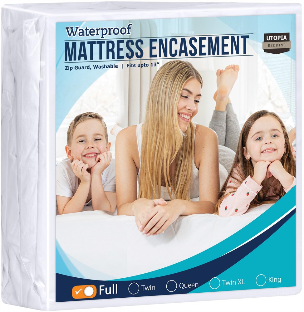 Full Zippered Waterproof Mattress Encasement for Bed Bug and Dust Mite Protection