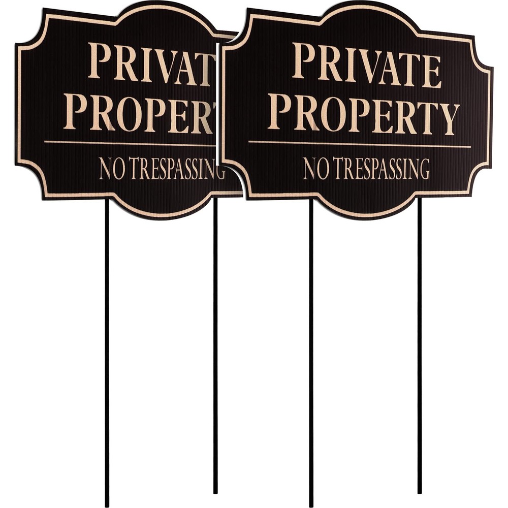 2-Pack No Trespassing Signs, 11.8 X 6.7 Inches, Private Property Decorative Sign