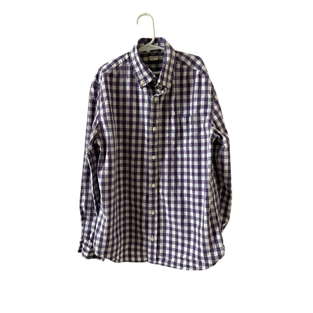 Crewcuts Purple White Gingham Button Down Shirt Boy's Size 14