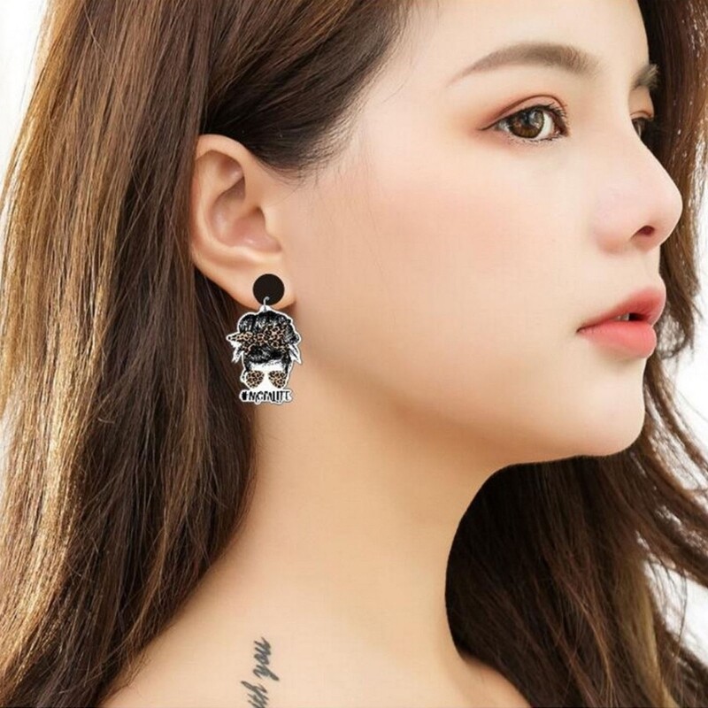 Mother's Day Dangle Drop Earrings with Acrylic Pendant Design