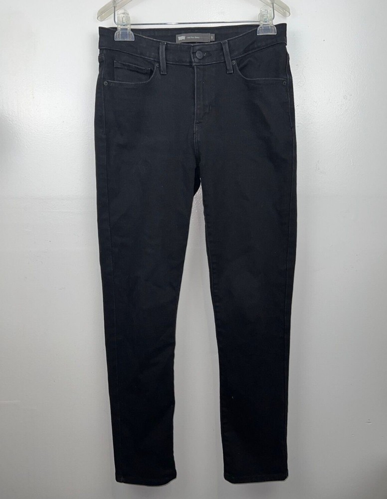 Levi's Women's High Rise Skinny Black Denim Mid Rise Jeans Size 8