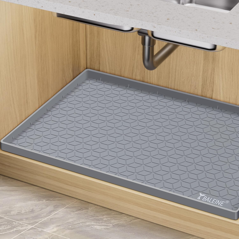 34''×22'' under Sink Mat Waterproof Food Grade Silicone Mat, Cabinet Shelf Drip