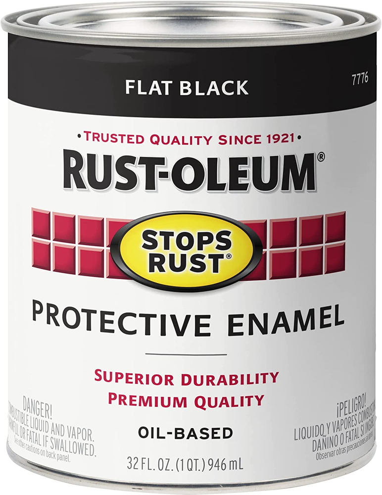 7776502 Protective Enamel Paint Stops Rust, 32-Ounce, Flat Black, 1 Quarts (Pack