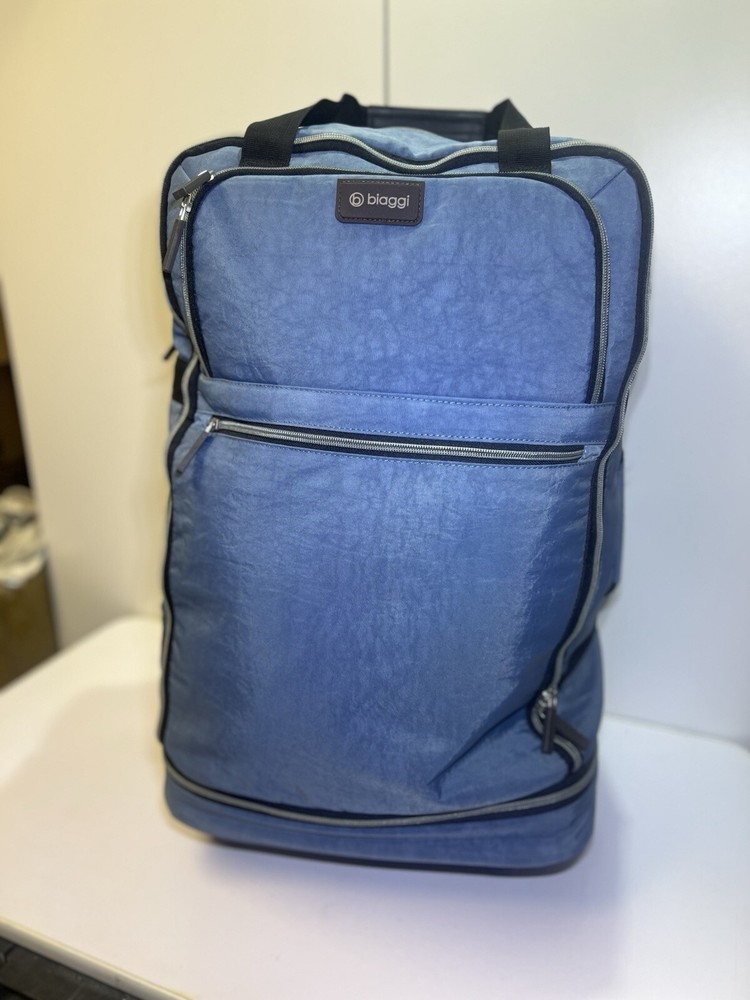 Biaggi ZipSak Blue 27-Inch Foldable Spinner Duffle Suitcase for Travel