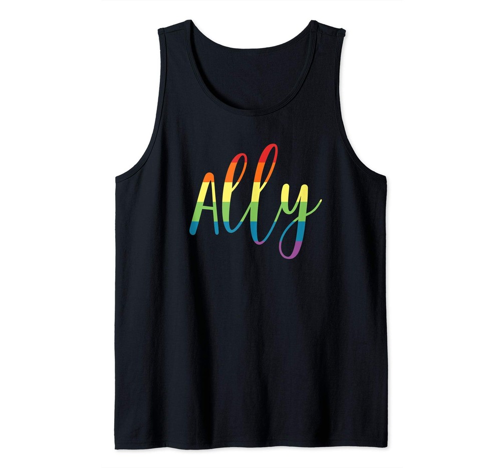 Ally Pride LGBT Rainbow Flag Tank Top for Gay Day Month Parade Celebration-image
