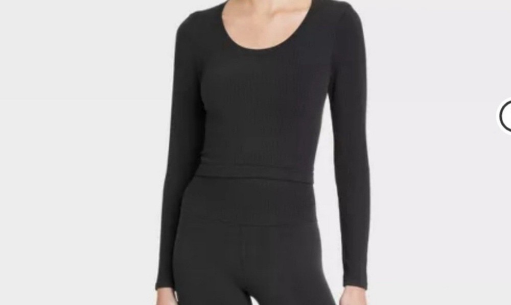 Women's Seamless Ribbed Cropped Long Sleeve Top - All In Motion Size XS
