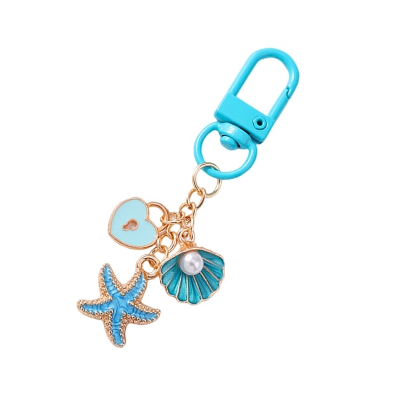Elegant Cherry Keychain Blue Beach Charm Ocean Pendant Bag Accessory