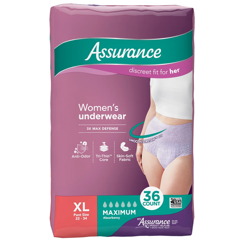 Assurance Women's Incontinence & Postpartum Underwear, XL ,Absorbency (72 Count)