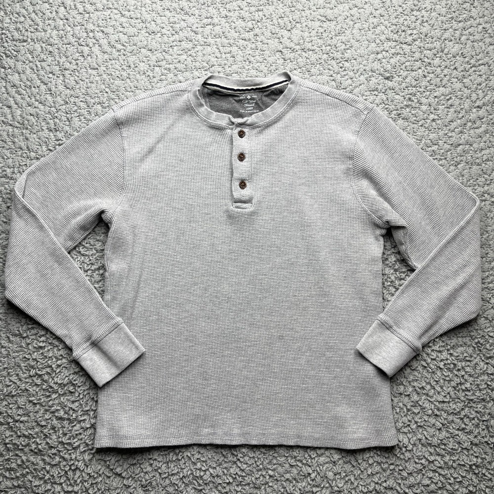 Members Mark Henley Thermal Shirt Mens Large Gray Soft Wash Base Layer-image