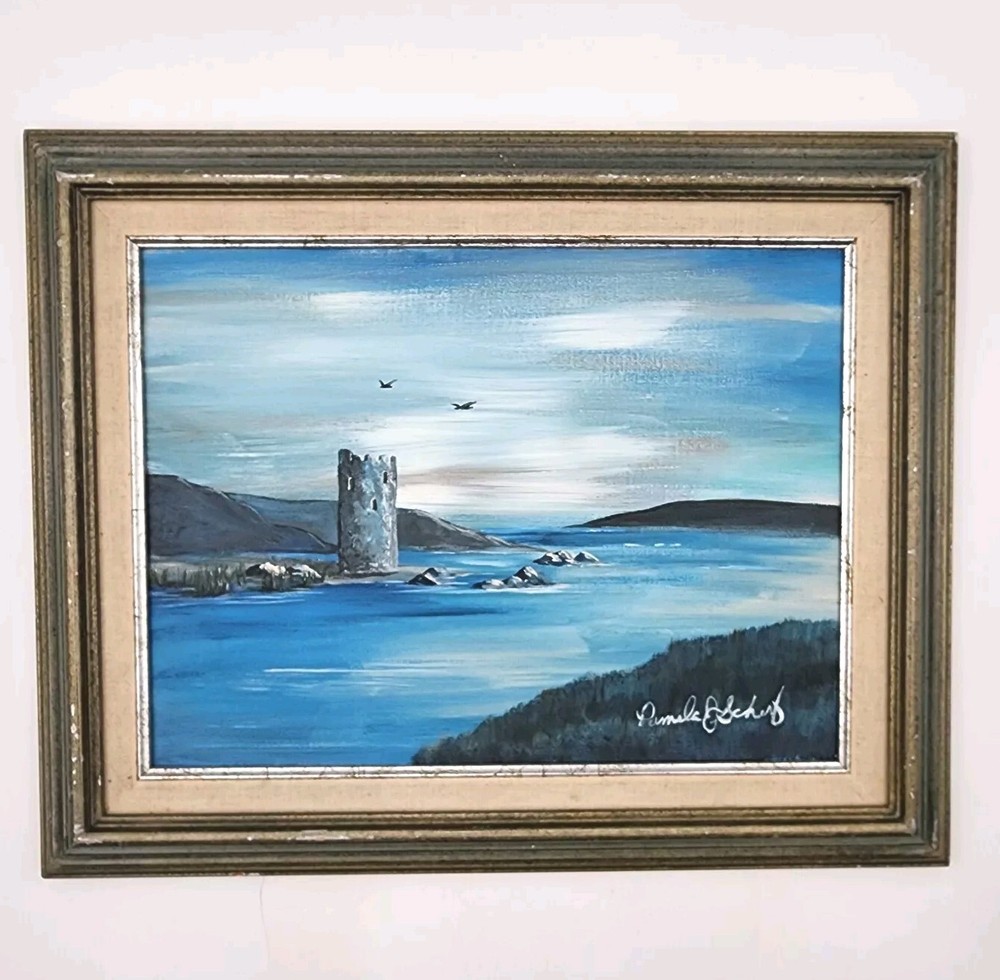 Pamela J. Scherf Painting Seascape Cadtle Original Art Signed Framed 21
