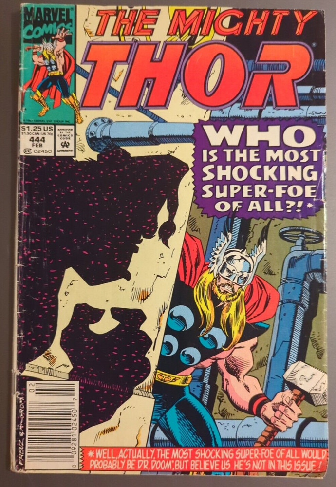 The Mighty Thor #444 1992 Marvel Comic Book Who is the Most Shocking Super-Foe?