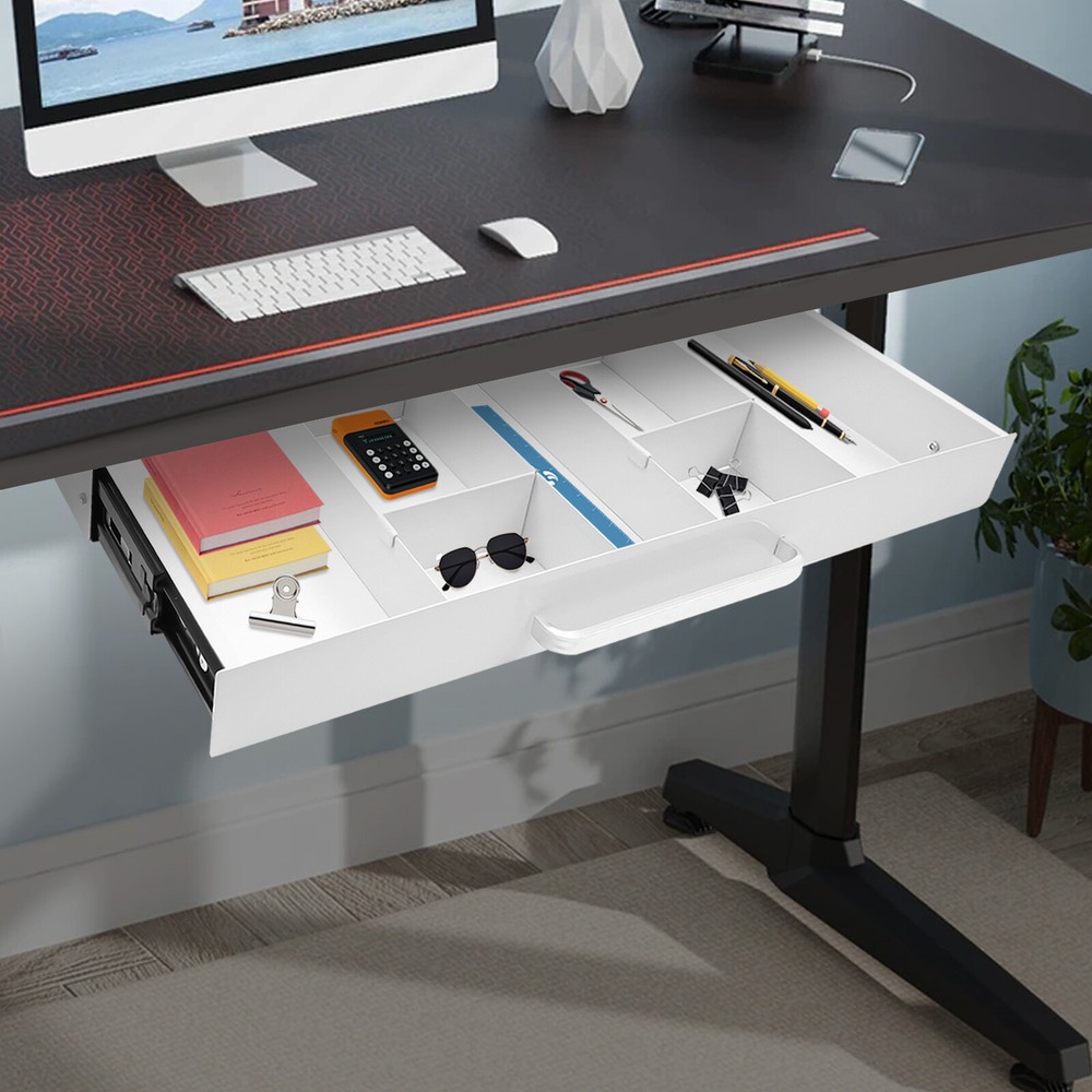 Under Desk Pull-Out Sliding Drawer Organizer for Home or Office Storage