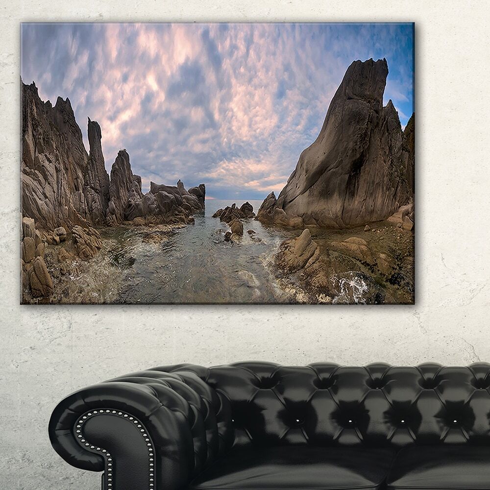 Rocky Beach East Sea on Overcast Day - Landscape Art Canvas  Small